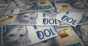 Swedish Krona 100 SEK banknote surface. Flying over Sweden money note. 3D abstract concept of business, inflation, economy, finance, crisis and banking.