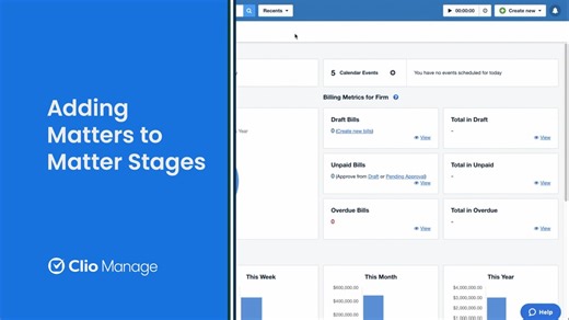 Add Matters to Matter Stages in Clio Manage
