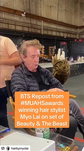 A BTS look at Martin Short transforming into Lumière in “Beauty and the Beast: A 30th Celebration”✨ (2023 #muahsawards winners for best period and/or character hair styling in a tv special!) Repost from hair stylist Myo Lai.