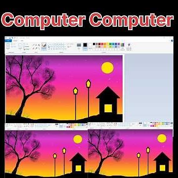 how to draw on computer || scenery drawing MS Paint beautiful moon night scenery|| MS Paint🎨scenery