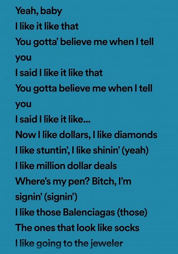 Cardi B 'I Like It' Lyrics - Full Song