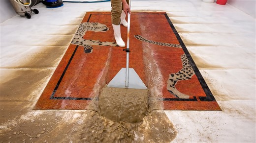Heavy dirt extraction reveals hidden leopard design