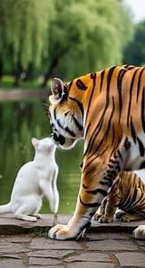 Cat vs Tiger Cub… Big Tiger Yeets Him Into Wild Adventure #cats #tigers #wildlife