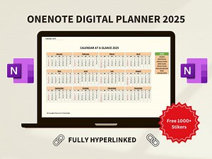 Onenote Digital Planner 2025-2026, Hyperlinked, Stickers (digital Download) - Etsy UK