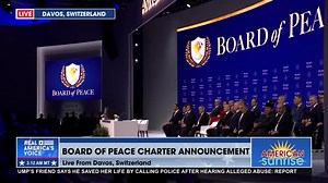 BOARD OF PEACE CHARTER ANNOUNCEMENT POTUS takes the stage in Davos to give remarks with the first members of the Board of Peace. | America's Voice News