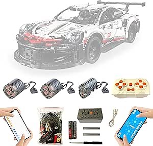 Super Motor and Remote Control Upgrade Kit for Lego 42096 Technic Porsche 911 RSR Model, 3 Motors, Power Functions Set Compatible with Lego 42096(Model not Included) (Super Motor)