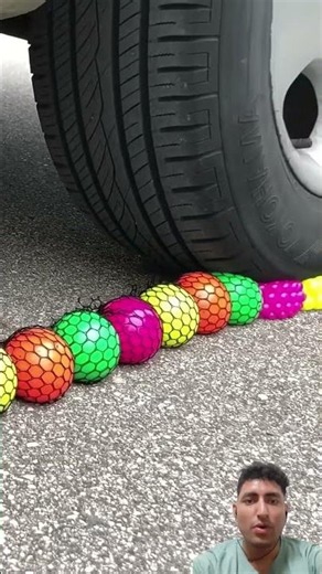 Ball crushing from car tire #crushing #satisfying