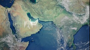 Realistic Earth Orbit and Zoom Glowing Borders United Arab Emirates