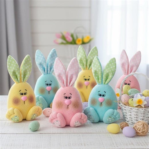 Easter Plush Bunny Egg Sewing Pattern PDF DIY Soft Toy Tutorial Spring Decor Craft - Etsy
