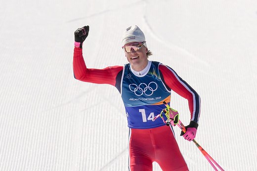 Norway skier Johannes Hoesflot Klaebo wins record 10th Olympic gold