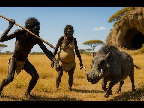 Life 4.8 Million Years Ago - Primitive Humans and Giant Wild Boars | Survivors of Stone