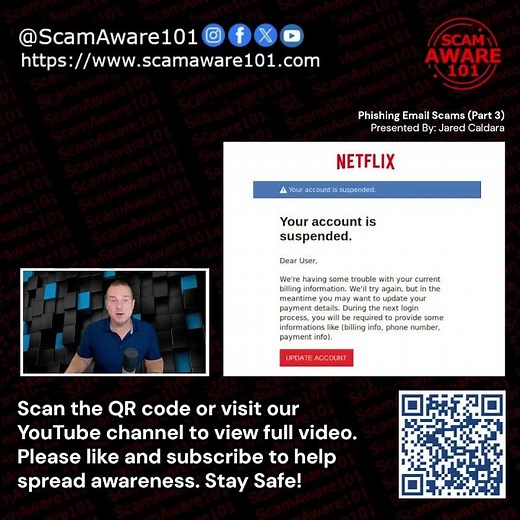Fake Netflix Email Scam (Phishing Email Example) - Recent Online Scams and Fake Emails