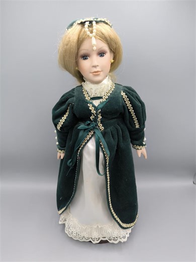 Vintage Porcelain Doll Blonde With Super Long Hair, Doll With Thick Braid, Doll in Velvet Green Dress, Doll Collection 90s - Etsy UK