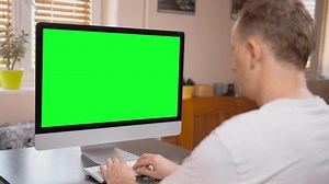 Back View Man Sitting Front Desktop Stock Footage Video (100% Royalty-free) 1053766520 | Shutterstock