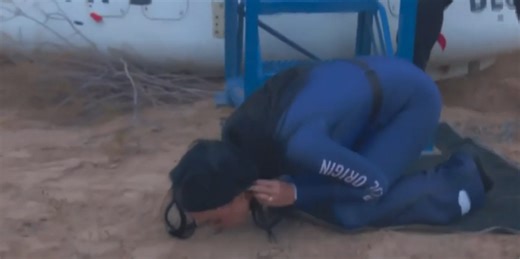 Katy Perry kisses ground as she returns from space on Blue Origin launch