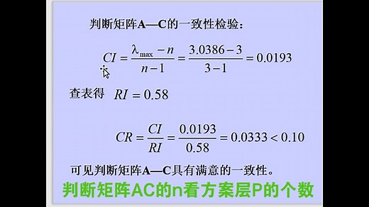 AHP层次分析法例子计算管理决策