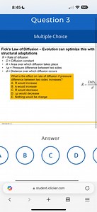 8:45100Question 3Multiple ChoiceFick's Law of Diffusion -... | Filo