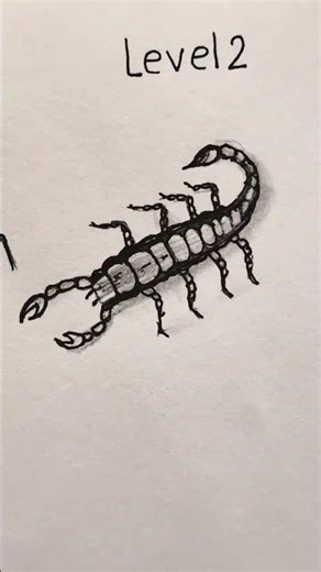 How to draw scorpion in 3 levels🦂#art #shorts #drawing #viral #viralshorts #ytshorts