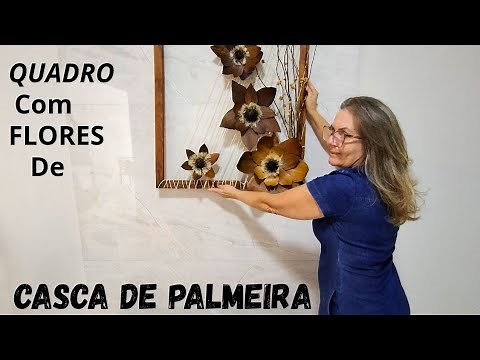 How to Make a Rustic Frame with Palm Tree and Açaí Flowers | Reusing an Old Frame