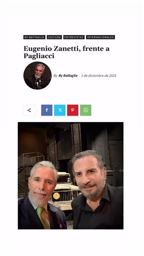 Sergio Sosa Battaglia on Instagram: "🎭🔥 “Pagliacci no es verismo… es supraverismo, Pagliacci is not verismo… it’s supraverismo.” Zanetti transforma San Juan en un epicentro de belleza peligrosa / dangerous beauty, donde cine, política y memoria laten en cada gesto. ✨ Las puertas abiertas prometen libertad… pero son espejismos. Open doors promise escape… but they’re mirages. En esa tensión / in that tension, la tragedia respira. 👉 Leé / Read the full interview — LINK IN BIO 📰 ByBattaglia.com 