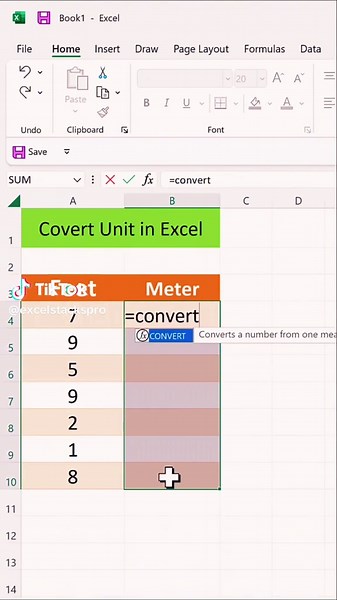 Convert unit in excel #excel #spreadsheet #excrltips #exceltutorial #howto #fyp #fypage #fypppppppppppppp