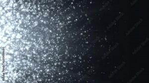 On a dark silver background, white spheres fly from left to right. Animation of abstract background with free space. For vertical and horizontal use.