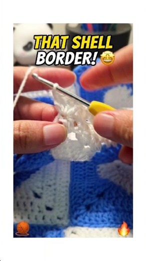 Easy Crochet Shell Border Pattern 🧶✨ ​#crochet #crochetborder #shellstitch #diy #handmade