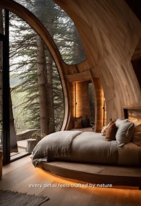 130K views · 4.7K reactions | This home blends modern architecture with rustic warmth — curved timber, soft lighting, stone textures, and panoramic forest views that make every room feel calm and connected to nature. | VQNU | Facebook