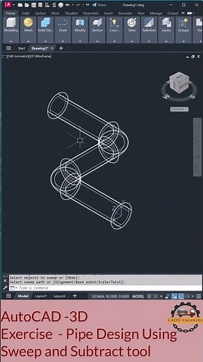 AutoCAD 3D Pipe Design in Seconds Sweep Command Mastery #AutoCAD3D #CADDEngineer