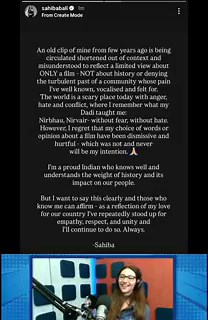 Guys, Sahiba Bali has put a story on Instagram playing the victim card & using emotional tactics like my Dadi taught me bla.bla.She is saying the old clip is shortened, but the reality is in the entire podcast of 1:16:26 time, you won't find a single line her condemning Exodus of Kashmiri Pandits.Still waiting for her Instagram stories to justify >Putting beef eating posts and then goes to Ujjain Mahakal.>Mughal Sympathizer criticising NCERT for removing chapters on Mughals, Tughlags, Lodhis, an