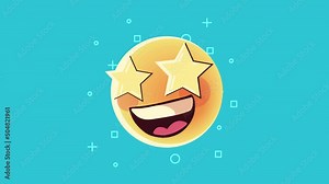happy emoticon character animation Stock Video