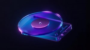 Loop animation of Record player with dark neon light effect