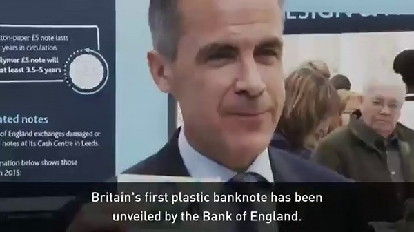 Plastic five pound note