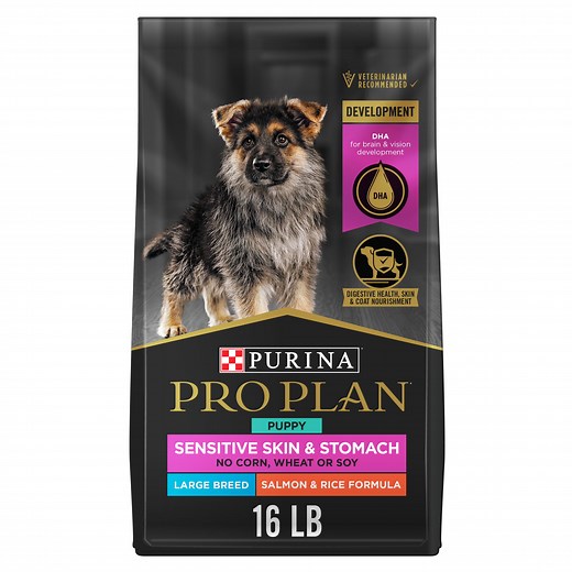 Purina Pro Plan Puppy Dry Dog Food for Large Breeds, Sensitive Skin & Stomach, Salmon & Rice, 16 lb Bag