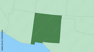 Map of New Mexico with pin of country capital. New Mexico Map with neighboring countries in green color.