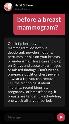What not to do before a breast mammogram?