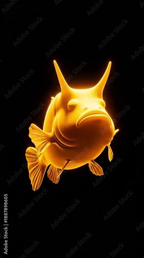 Conceptual animation of a fish blinking and subtly moving, symbolizing thinking, information processing, and cognitive activity.