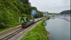 Kingswear to Paignton steam train, Dartmouth Steam Railway, Devon, England