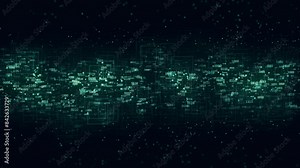 Digital Stream of Binary Numbers. Floating Numbers and Square Blocks. Dark High Tech Background. Looped video.