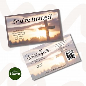 Editable Church Invitation Template: Canva Printable Card (3.5x2 Inch) (digital Download) - Etsy