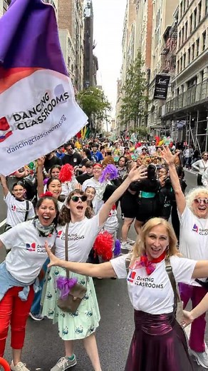 @DancingClassrooms debuted at @DanceParadeNYC, teaching swing moves on the street-turned-dance-floor. Smiles were contagious as everyone got into the swing! 🎶✨#DanceParadeNYC | Dancing Classrooms New York City