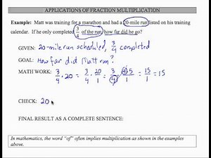 SWL4E3: Basic Arithmetic - Applications of Fractions Multiplication