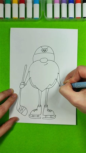How to draw a gnome hockey player 🏒⛸️ #drawing #tutorial #gnome #art #draw #funny #sports #hockey