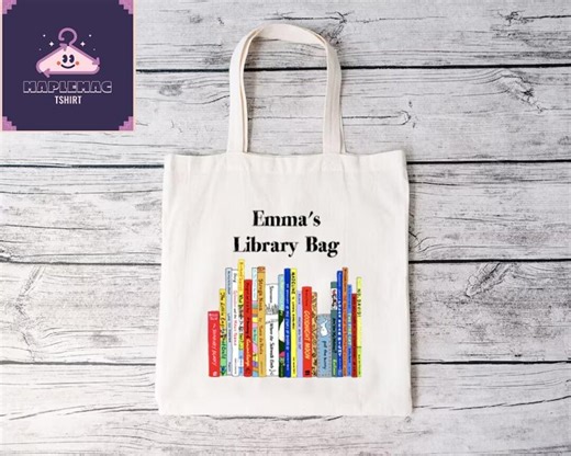 Personalized Library Tote Bag, Custom Book Lover Gift - Etsy