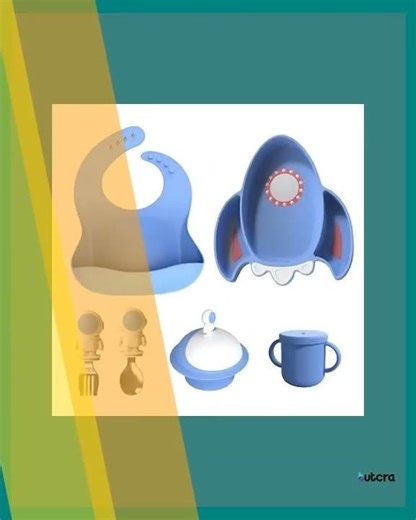 Silicone Baby Feeding Set: Bib, Divided Plate, Bowl, Cup, Spoon & Fork