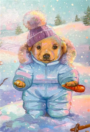 snow day at Grandma’s ❄️🌨️❄️🌨️ painted in oils sign up for my mailing list (link in bio) to get early access and updates to future print drops💖 #art #oilpainting #dog #jotchua #gaejook