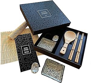 SUSHI MASTER SET by The Asian Table. 12-Piece Deluxe Sushi Making Kit for the Asian cuisine aficionado and the foodie adventurer. Learn how to make sushi and create your own rolls