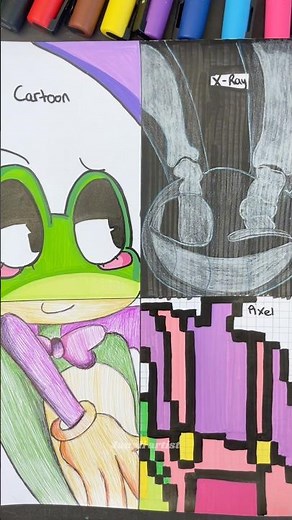 Drawing Jax and Ribbit in 4 different styles[Last Prt] #jax #ribbit #shorts #theamazingdigitalcircus