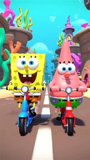 Spongebob scooter race with Patrick part 1 #spongebobmemes