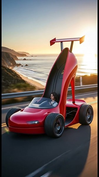 high heel shoe car on a motorway
